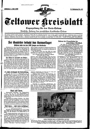 Teltower Kreisblatt vom 08.07.1936