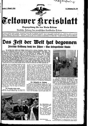 Teltower Kreisblatt vom 03.08.1936