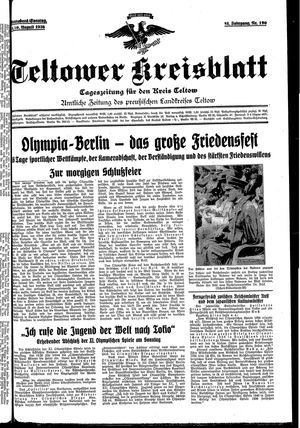 Teltower Kreisblatt vom 15.08.1936