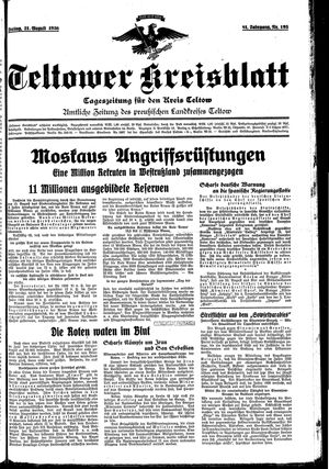 Teltower Kreisblatt on Aug 21, 1936