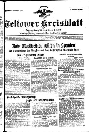 Teltower Kreisblatt vom 03.09.1936