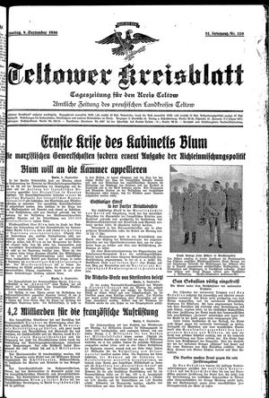 Teltower Kreisblatt vom 08.09.1936