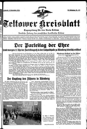 Teltower Kreisblatt vom 09.09.1936