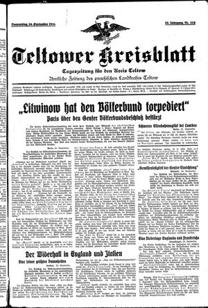 Teltower Kreisblatt on Sep 24, 1936