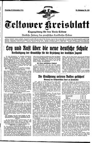 Teltower Kreisblatt vom 29.09.1936