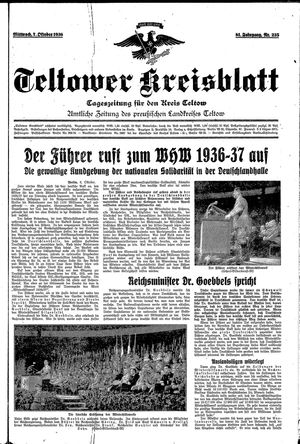 Teltower Kreisblatt vom 07.10.1936