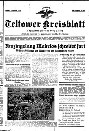 Teltower Kreisblatt vom 09.10.1936