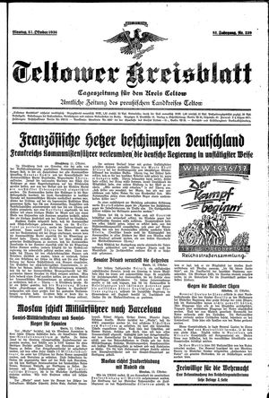 Teltower Kreisblatt on Oct 12, 1936