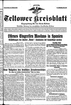 Teltower Kreisblatt vom 22.10.1936