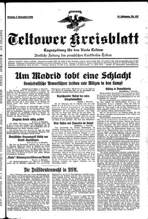 Teltower Kreisblatt vom 02.11.1936