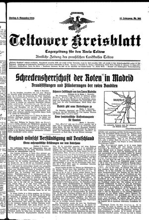 Teltower Kreisblatt vom 06.11.1936