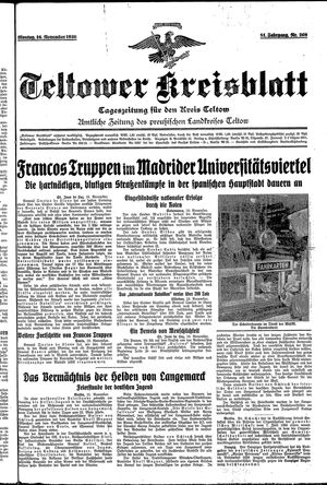 Teltower Kreisblatt vom 16.11.1936