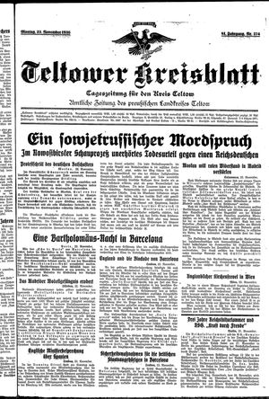 Teltower Kreisblatt vom 23.11.1936