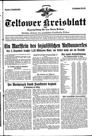 Teltower Kreisblatt vom 07.12.1936