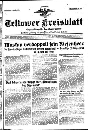 Teltower Kreisblatt vom 09.12.1936