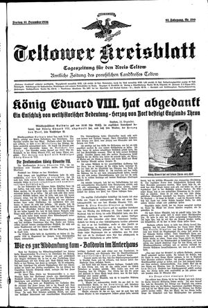 Teltower Kreisblatt vom 11.12.1936