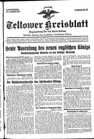 Teltower Kreisblatt vom 12.12.1936