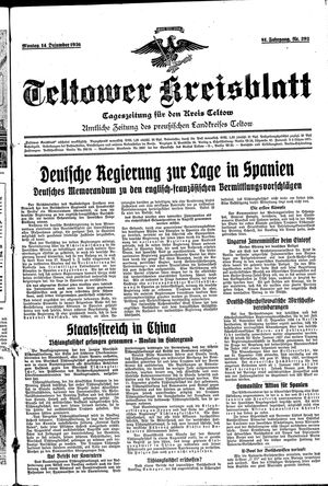 Teltower Kreisblatt vom 14.12.1936
