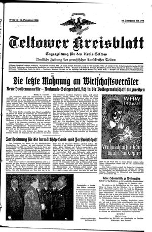Teltower Kreisblatt vom 16.12.1936