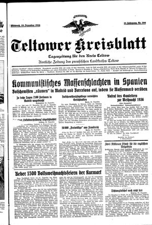 Teltower Kreisblatt vom 23.12.1936