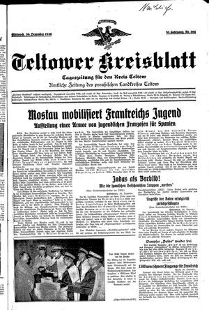 Teltower Kreisblatt vom 30.12.1936