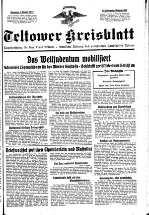 Teltower Kreisblatt vom 03.08.1937