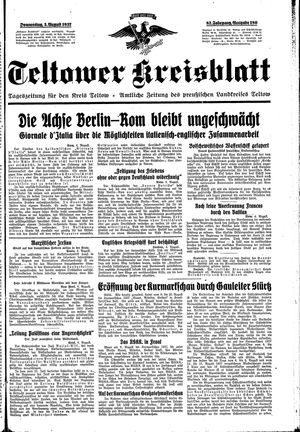 Teltower Kreisblatt vom 05.08.1937