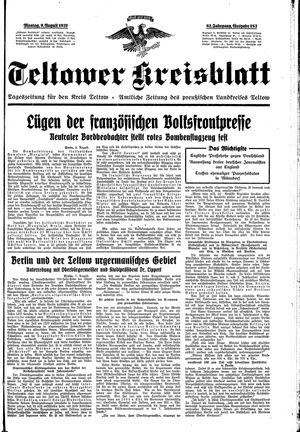 Teltower Kreisblatt vom 09.08.1937