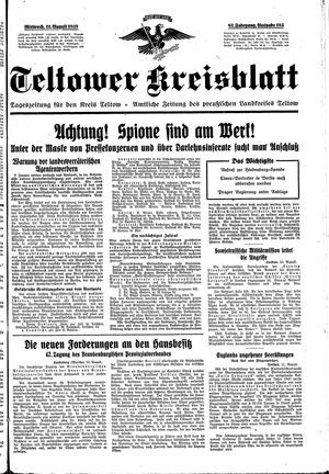 Teltower Kreisblatt vom 11.08.1937
