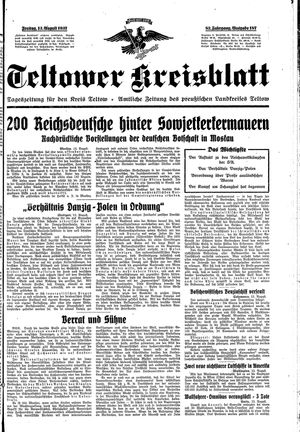 Teltower Kreisblatt vom 13.08.1937