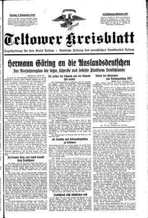 Teltower Kreisblatt vom 03.09.1937