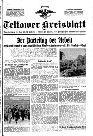 Teltower Kreisblatt vom 07.09.1937