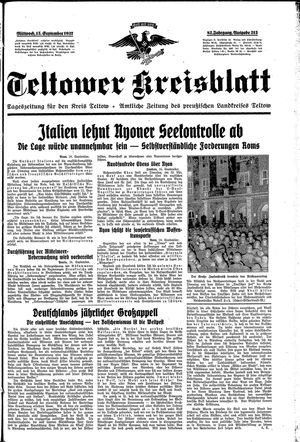 Teltower Kreisblatt vom 15.09.1937