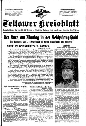 Teltower Kreisblatt vom 23.09.1937
