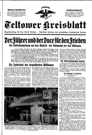 Teltower Kreisblatt vom 29.09.1937