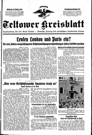 Teltower Kreisblatt vom 13.10.1937