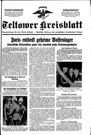 Teltower Kreisblatt vom 18.11.1937