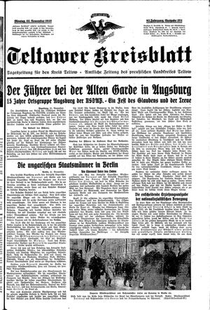Teltower Kreisblatt vom 22.11.1937