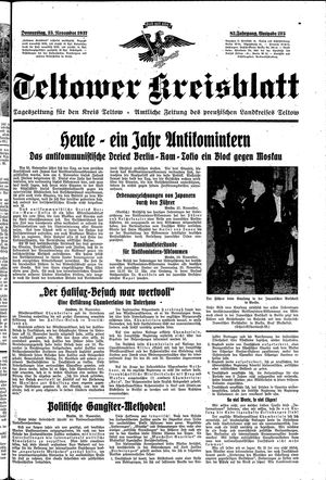Teltower Kreisblatt vom 25.11.1937
