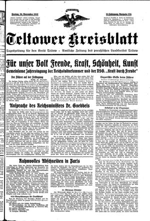 Teltower Kreisblatt vom 26.11.1937