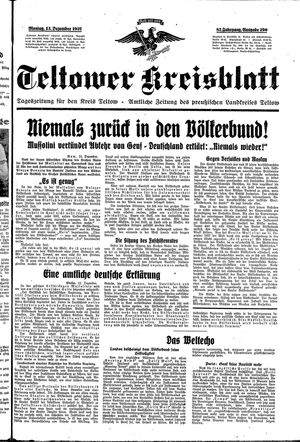 Teltower Kreisblatt vom 13.12.1937