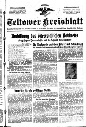 Teltower Kreisblatt vom 16.02.1938