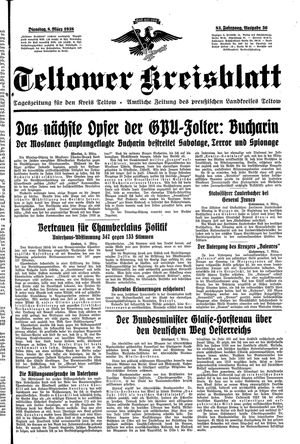 Teltower Kreisblatt vom 08.03.1938