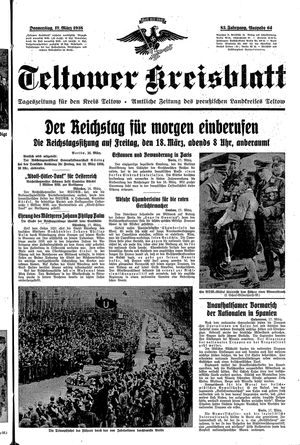Teltower Kreisblatt vom 17.03.1938