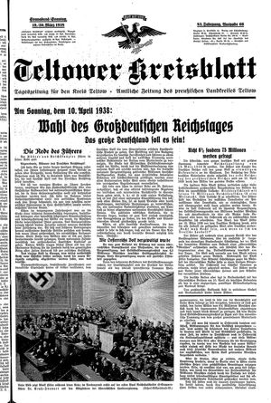 Teltower Kreisblatt vom 19.03.1938