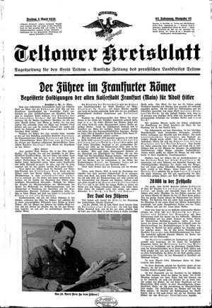 Teltower Kreisblatt vom 01.04.1938