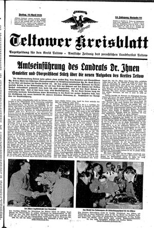 Teltower Kreisblatt vom 22.04.1938