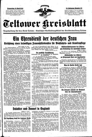 Teltower Kreisblatt vom 28.04.1938