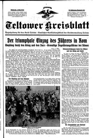 Teltower Kreisblatt vom 04.05.1938