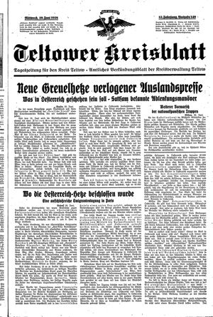 Teltower Kreisblatt vom 29.06.1938